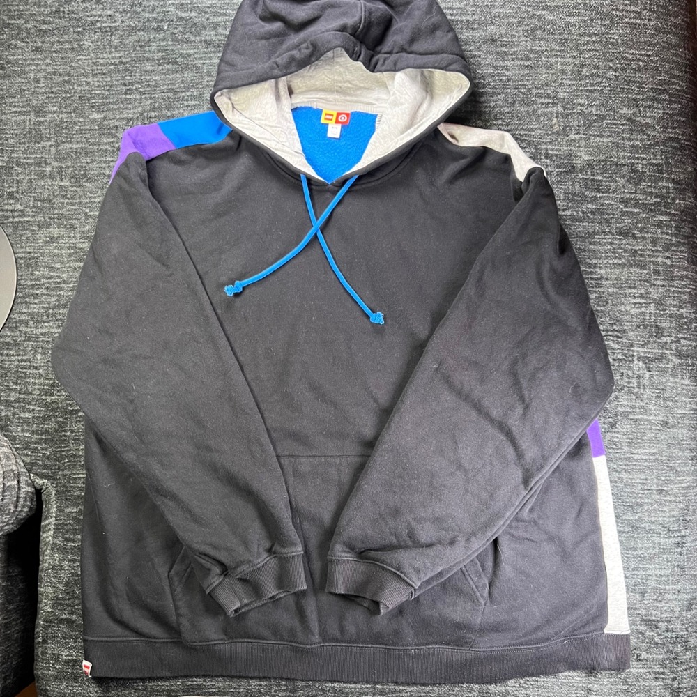 LEGO x Target Hoodie Men XXL Black Colorblock Geometric Fleece Pullover